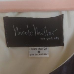 Nicole Miller size 8 cream fitted sheath dress luxe cow print inkspots mid 90's